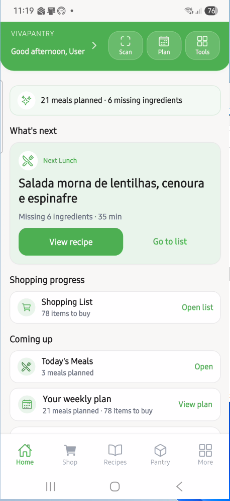 VivaPantry app preview